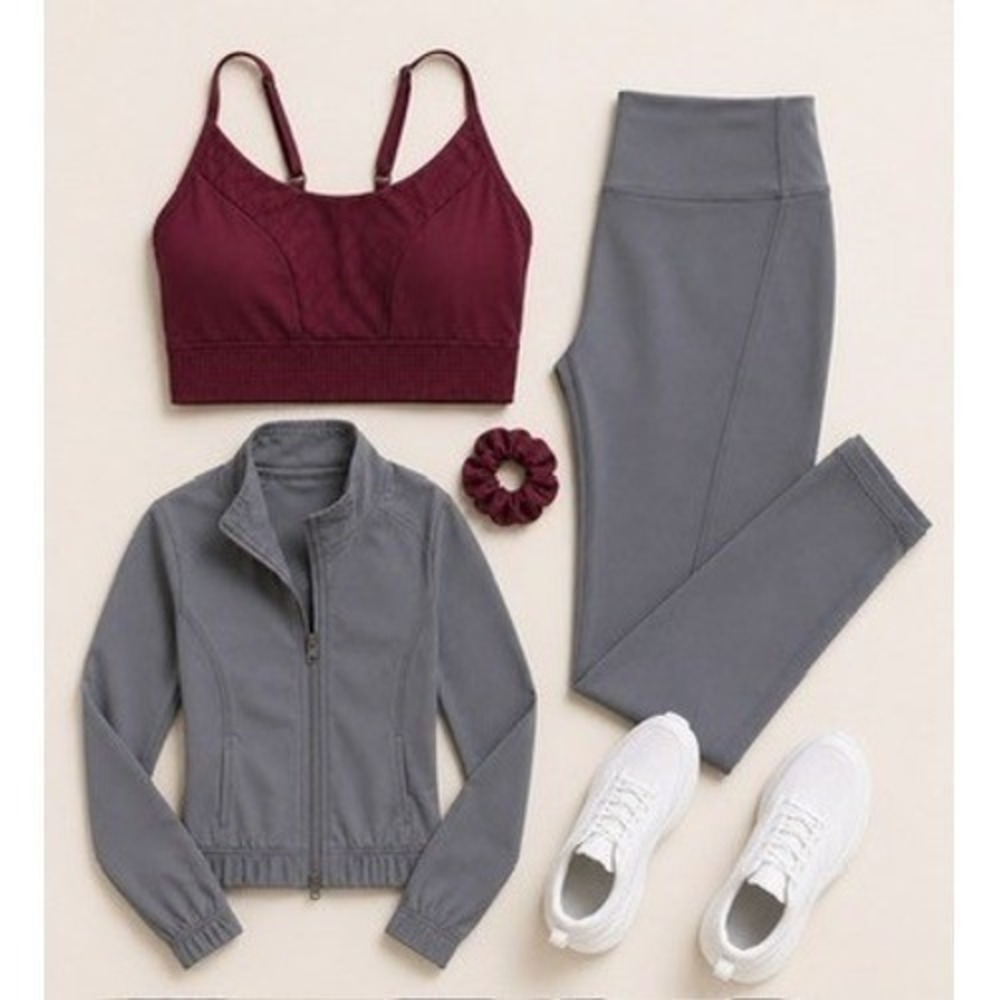 Gymshark Women's Burgundy Cross‎ Back Sports Bra Adjustable Straps
